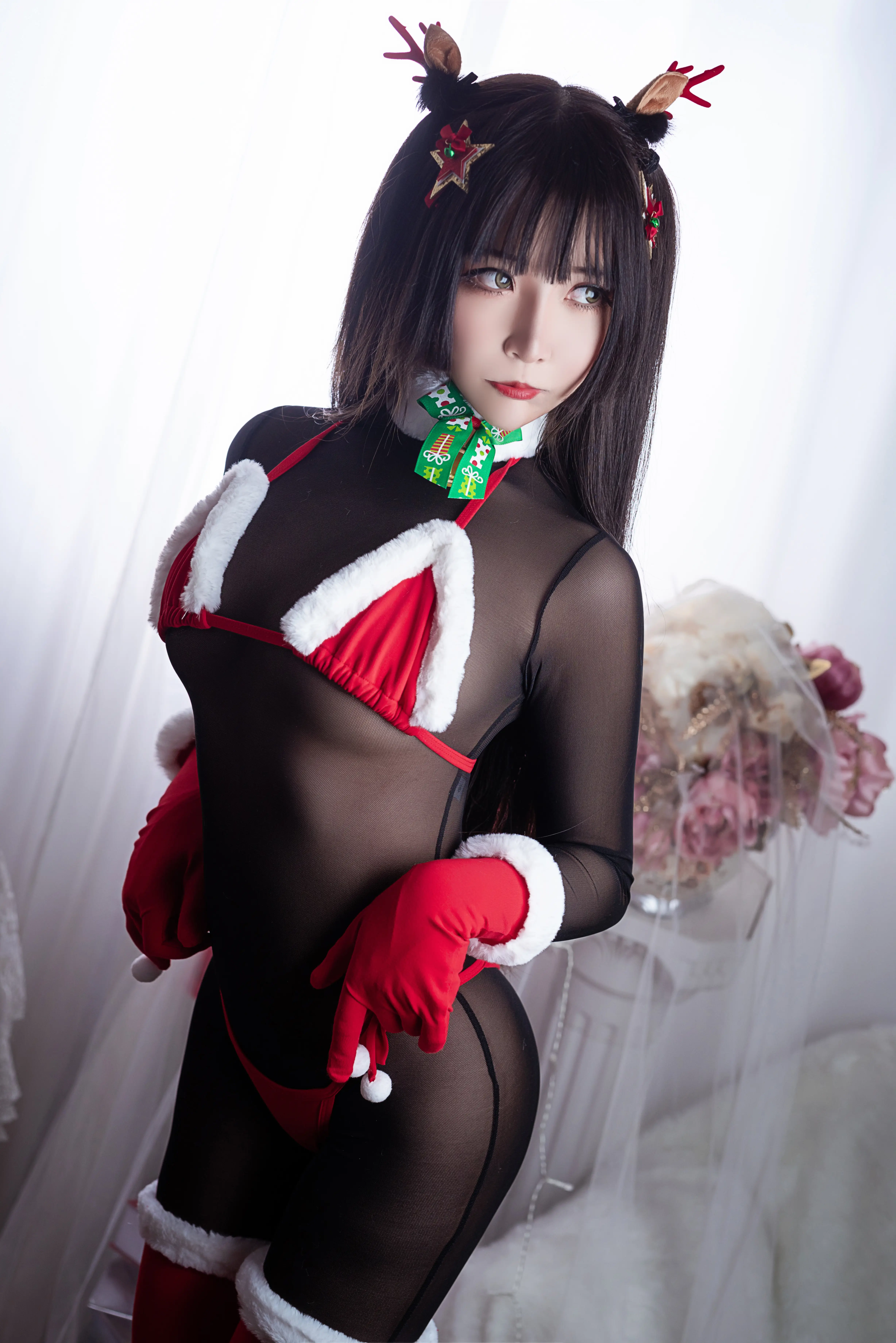 [Cosplay] Take Mo Zi A away - NO.011 Christmas bikini with black silk [30P-508MB]